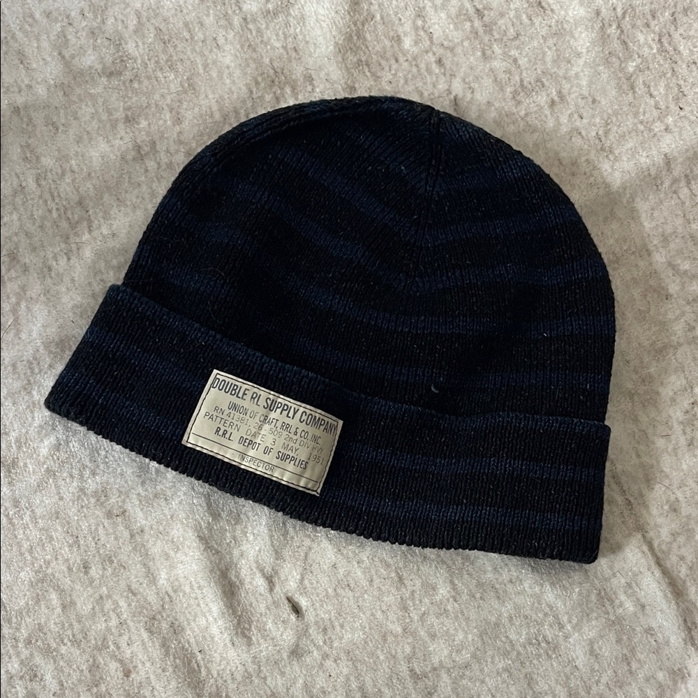 RRL -Ralph Lauren Striped Black Beanie